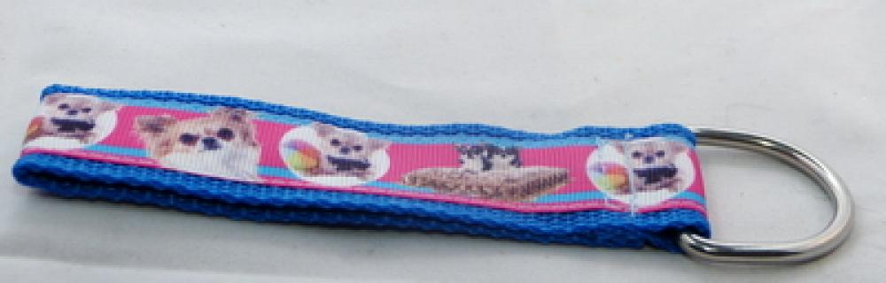 Schlüsselanhänger kleine Hunde auf blau und pink